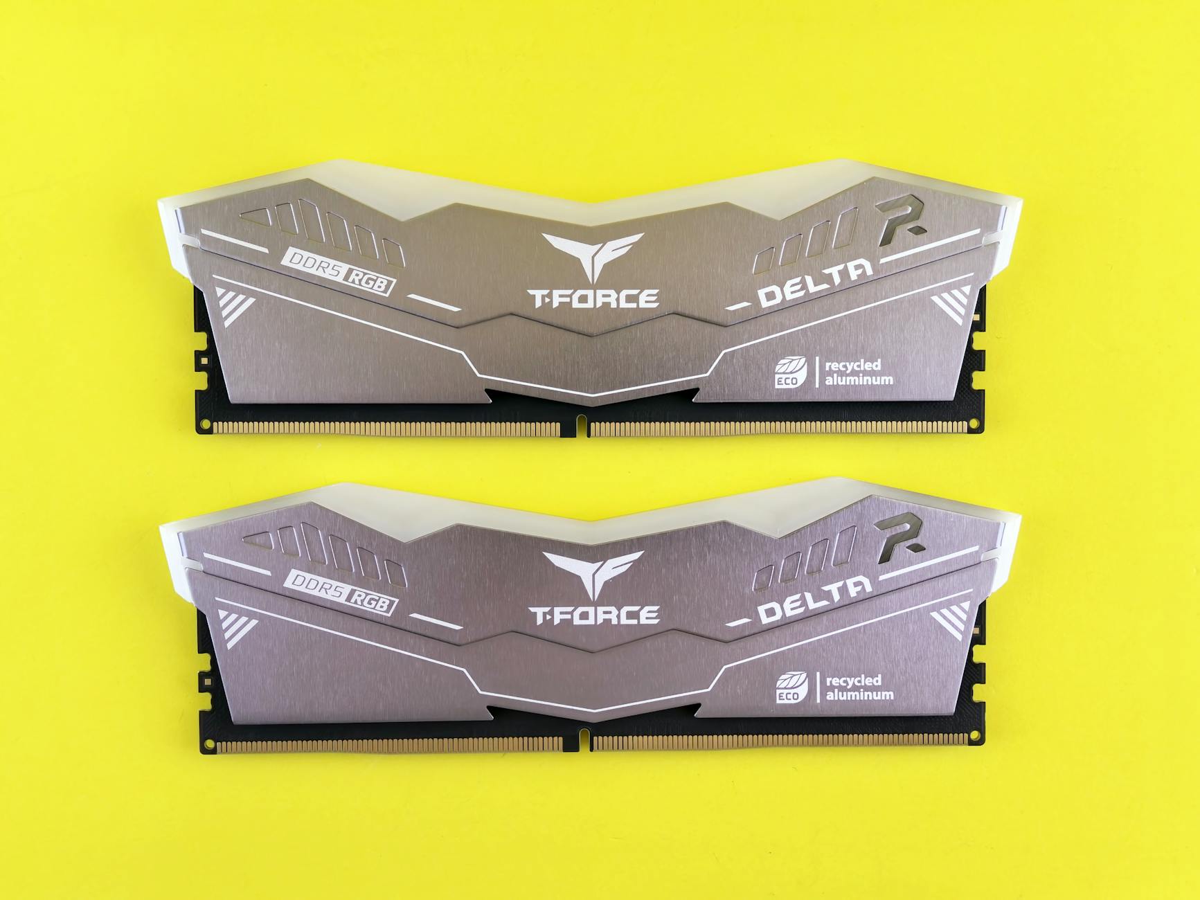 Close-up view of computer RAM memory modules installed in motherboard slots
