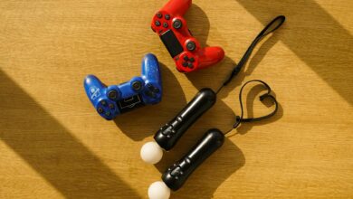 Gaming handheld device with controller on dark surface
