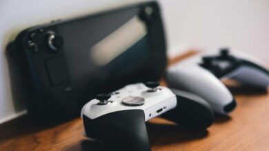 Modern gaming console controller on dark surface highlighting current generation hardware
