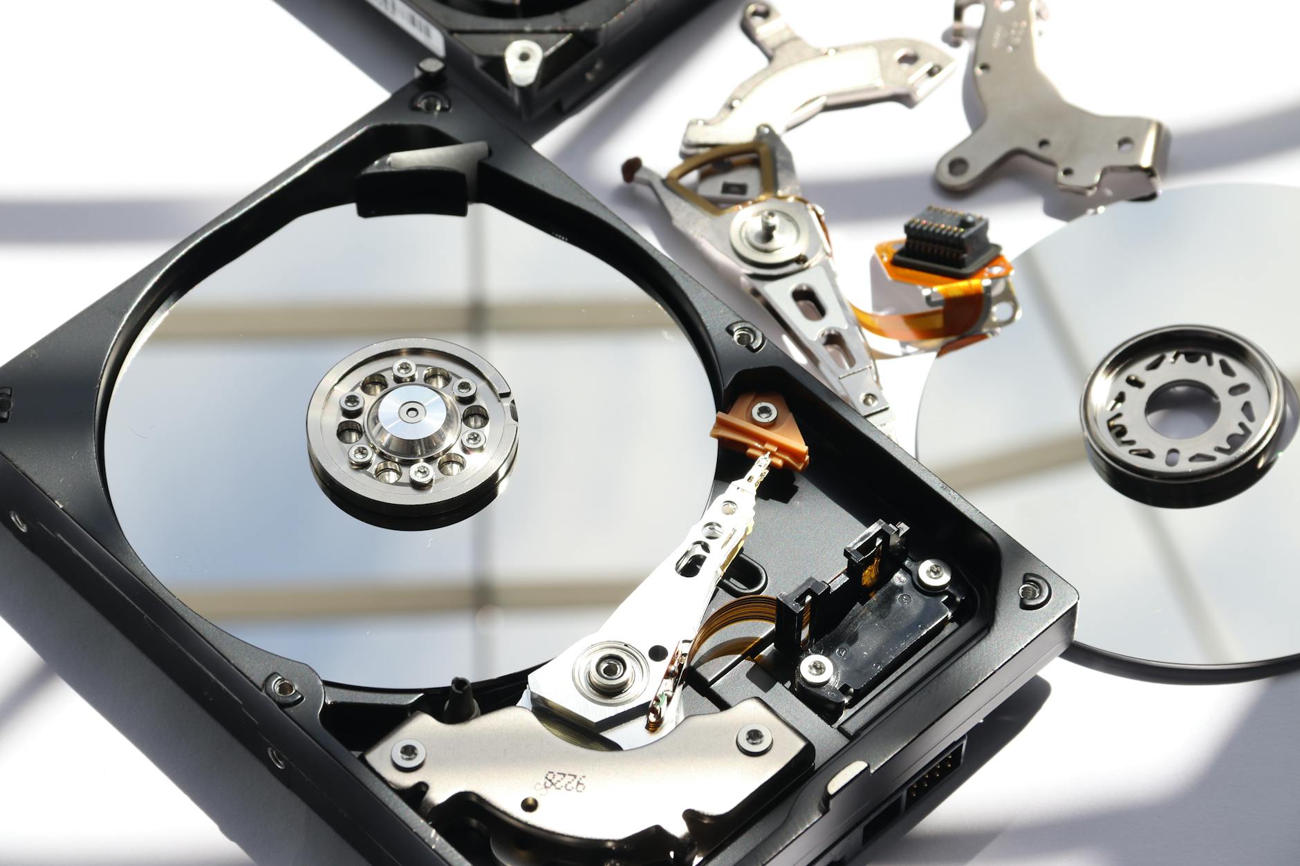 Close-up view of solid state drive and storage components