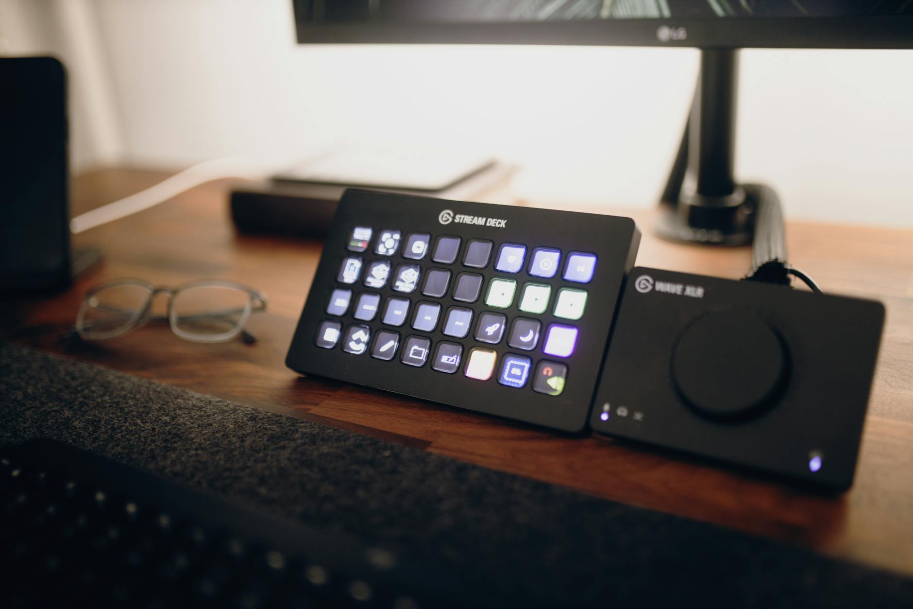 Professional gaming streaming setup with multiple monitors