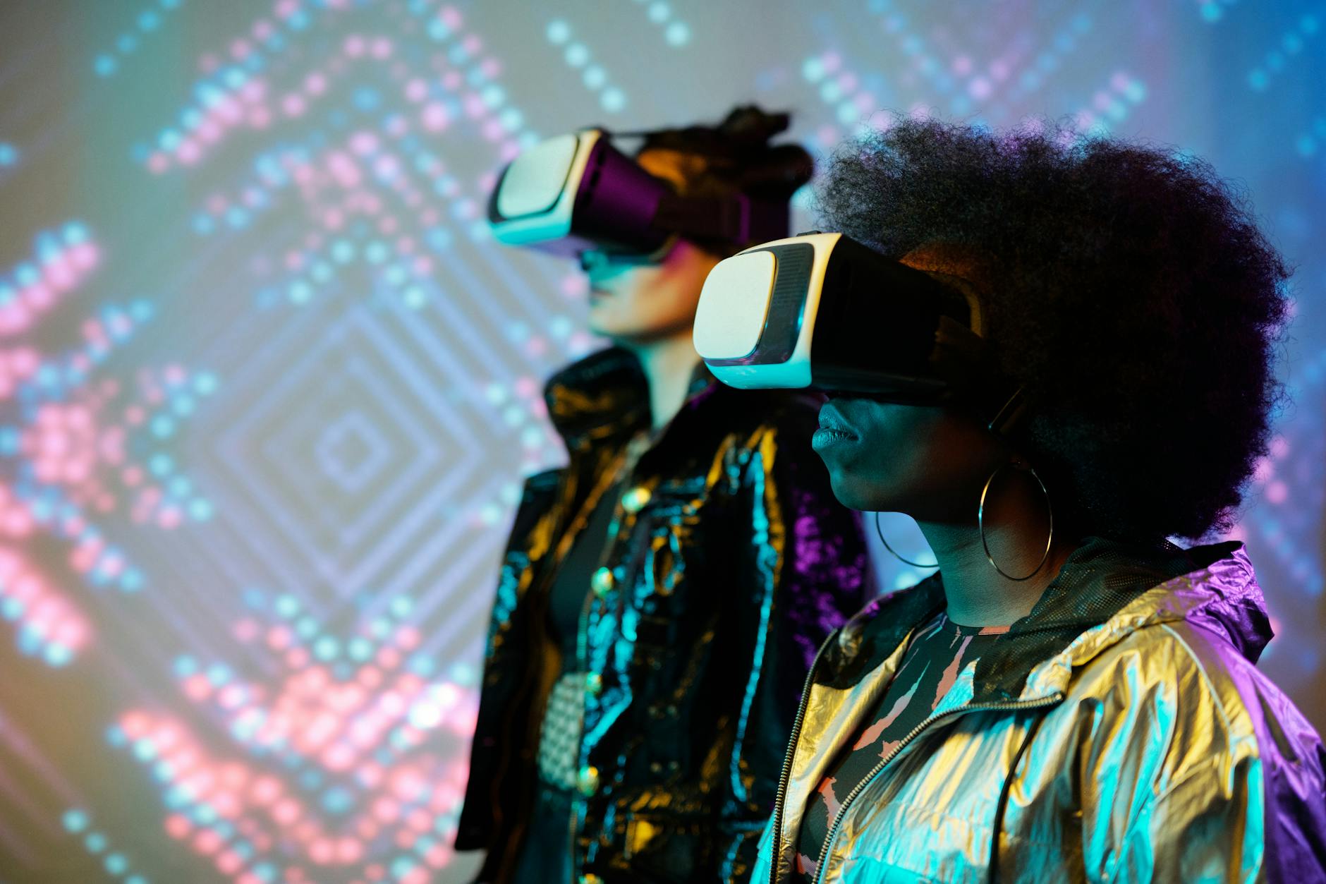 Person wearing VR headset experiencing immersive virtual reality gaming
