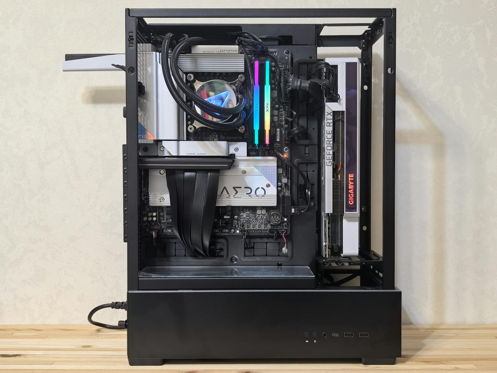 Person assembling computer components during PC building process