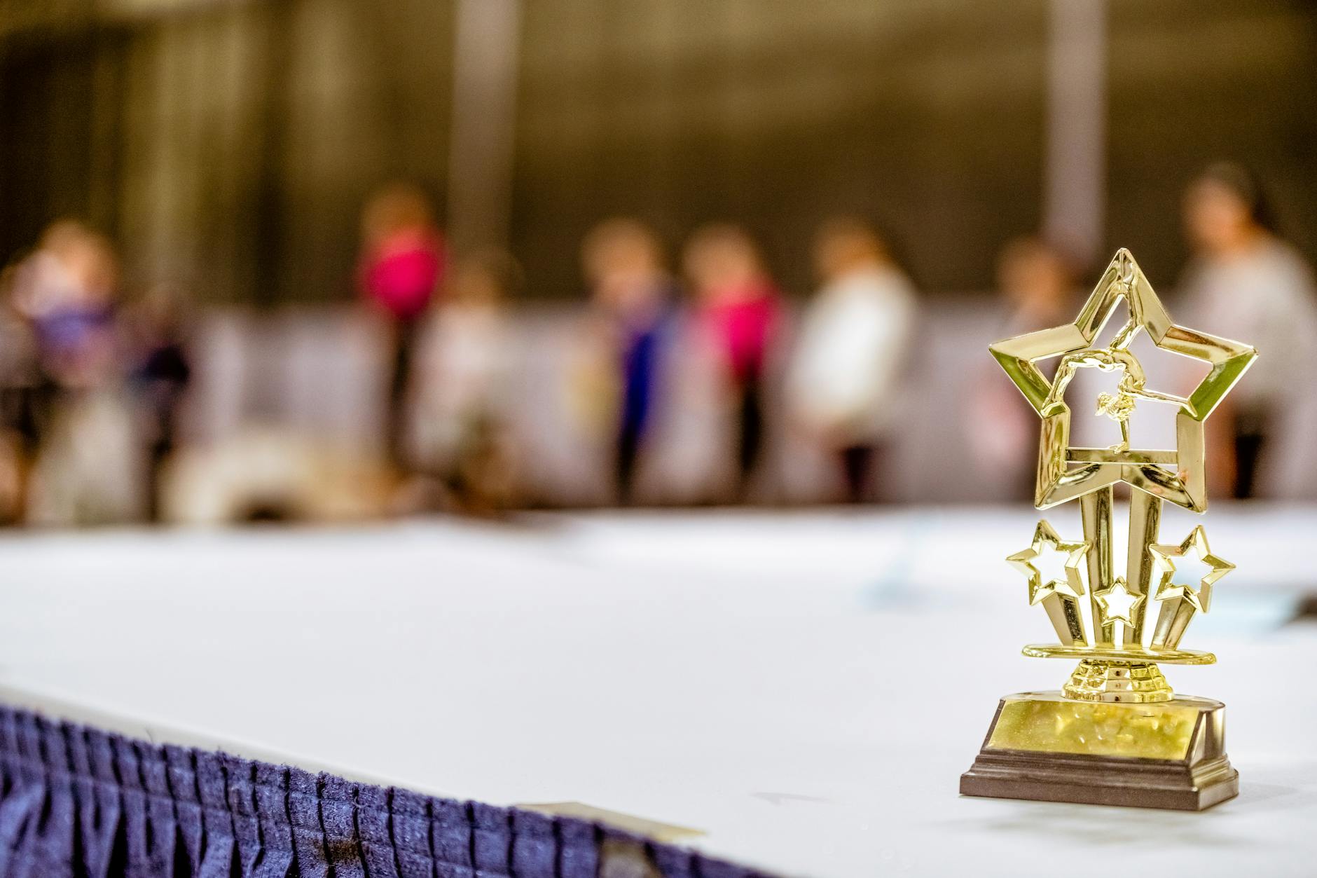 Esports competition trophy on display stand