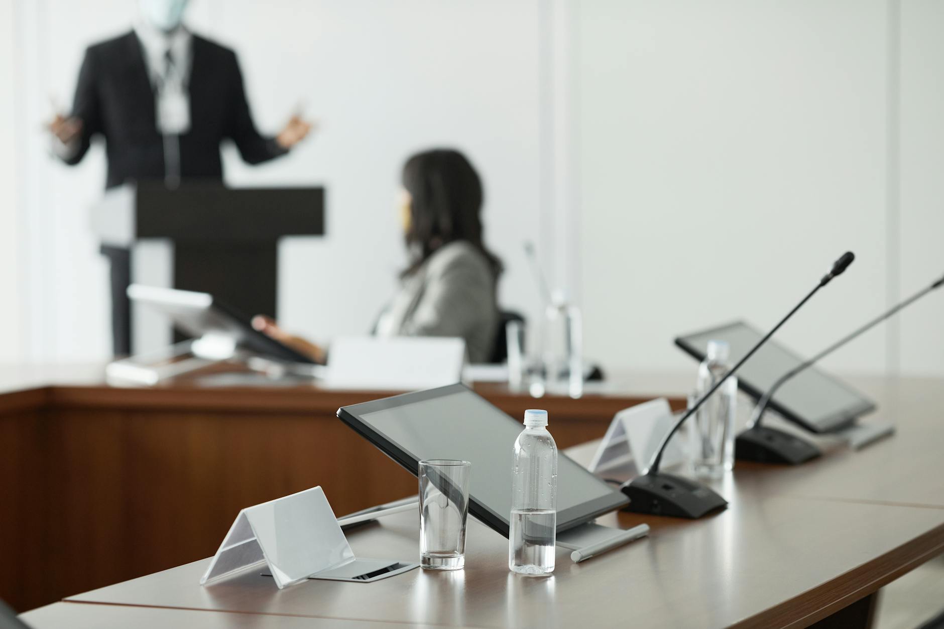 Business presentation setting representing gaming industry announcements and strategic moves
