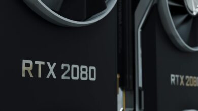 Close-up of a high-end graphics card cooler showing dual fans and heatsink fins