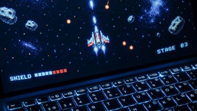 A gaming laptop on a desk representing integrated graphics PC gaming setup