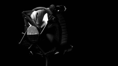 Large dual-tower air cooler mounted on a desktop PC motherboard