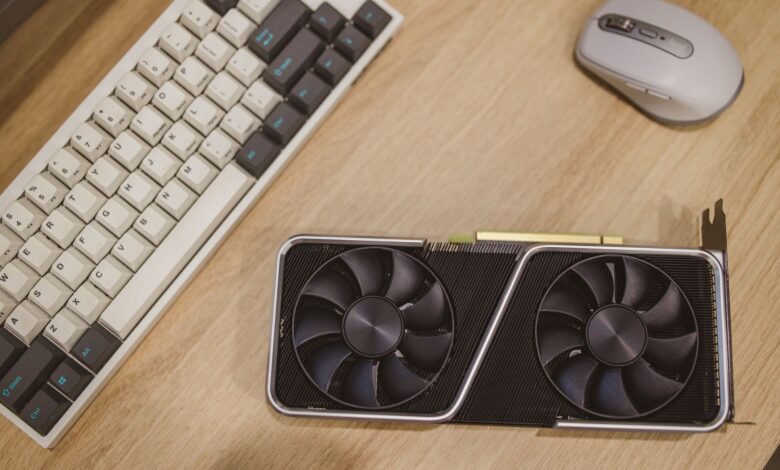 AMD Radeon graphics card close-up showing cooling fins and PCIe connector