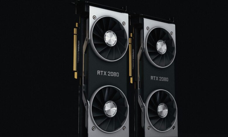 Close-up of a discrete graphics card showing PCIe connectors and cooling fans