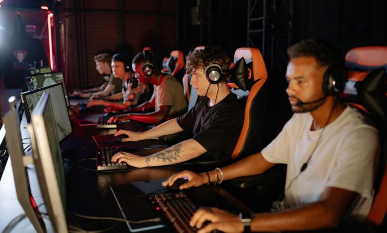 Players competing on stage at a professional esports event