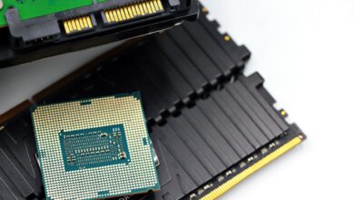 Close-up of a modern desktop CPU on a motherboard ready for installation