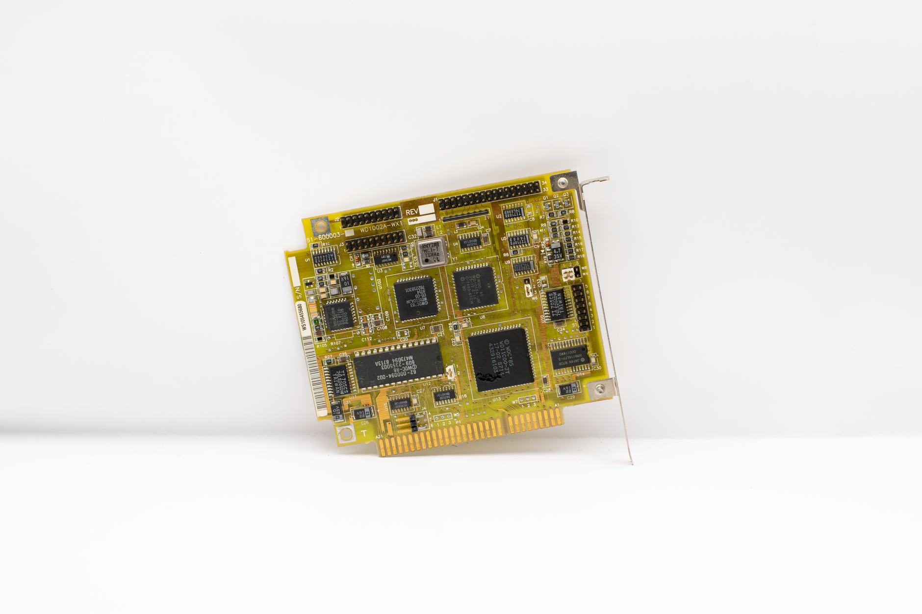 Graphics card hardware components on a technical workbench
