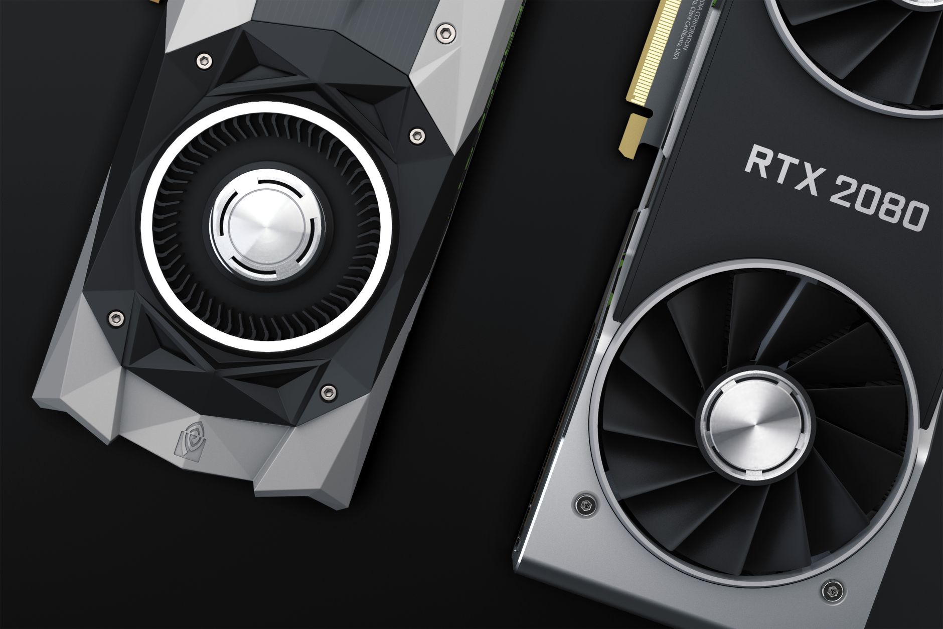 Close-up of a modern graphics card installed in a gaming PC build