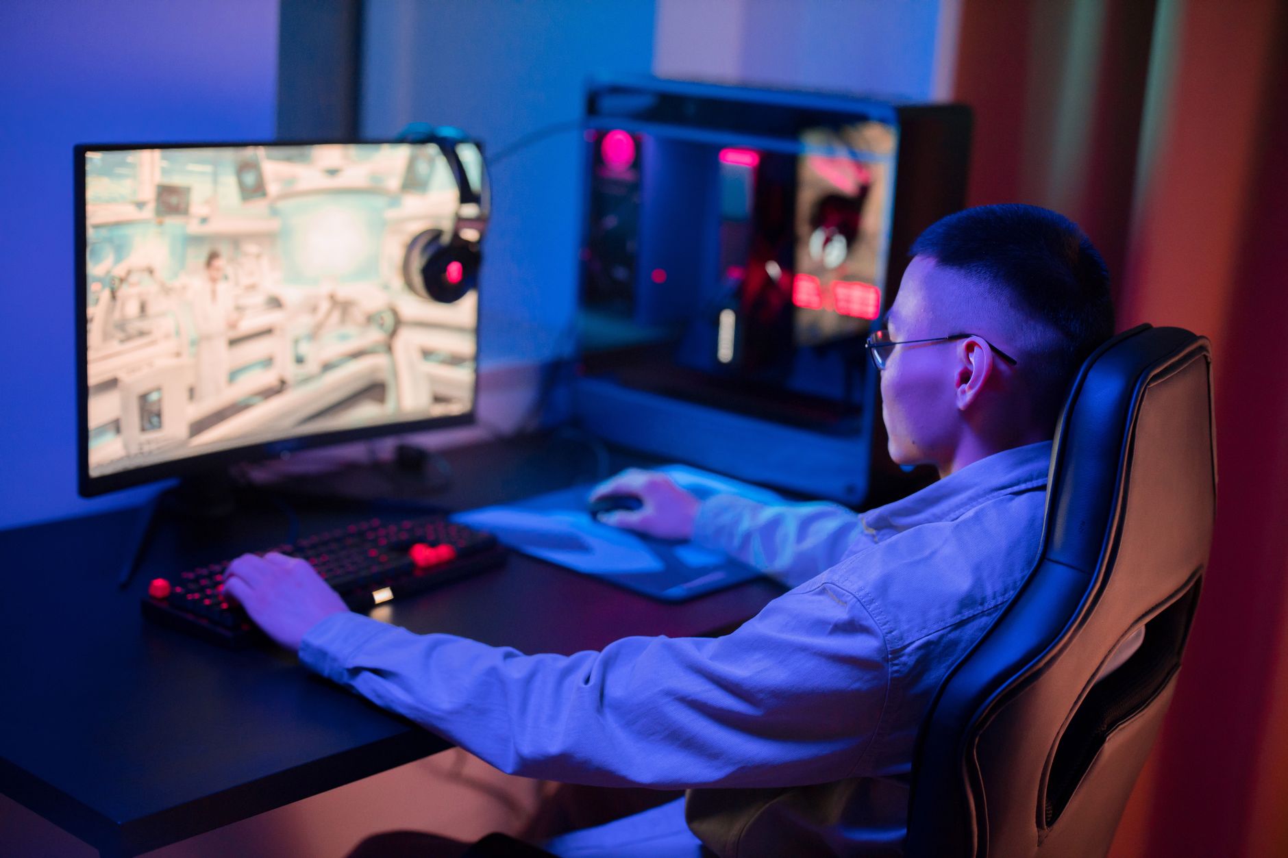 Gaming monitor displaying high-resolution content on a desktop setup